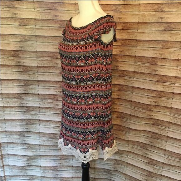 ✨ Xhilaration Aztec Smocked Off Shoulder Dress✨ - Picture 4 of 7